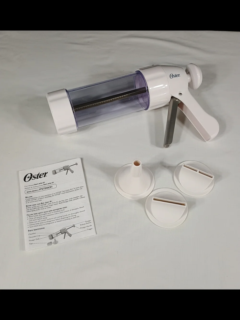 Oster White Jerky Press with Clear Barrel With Instructions New
